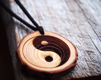 Ying Yang Necklace, Ying Yang wood pendant necklace, wood engraved necklace, yin yang, Ying Yang Jewelry, ying yang yoga, ying yang symbol