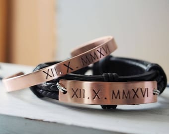 Personalized Couples bracelets set, couples gift sets, roman numeral bracelets, boyfriend bracelet, girlfriend bracelet, Personalized gifts