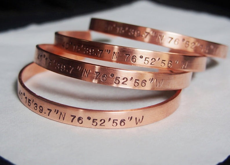 Rose Gold Coordinates Bracelet Personalized Coordinates Etsy