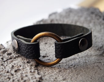 Personalized Leather Bracelet, Replacement Leather Ring Bracelet, Wedding Ring, Widow, Memorial, Nurse, Personalized Jewelry, Gift for Her
