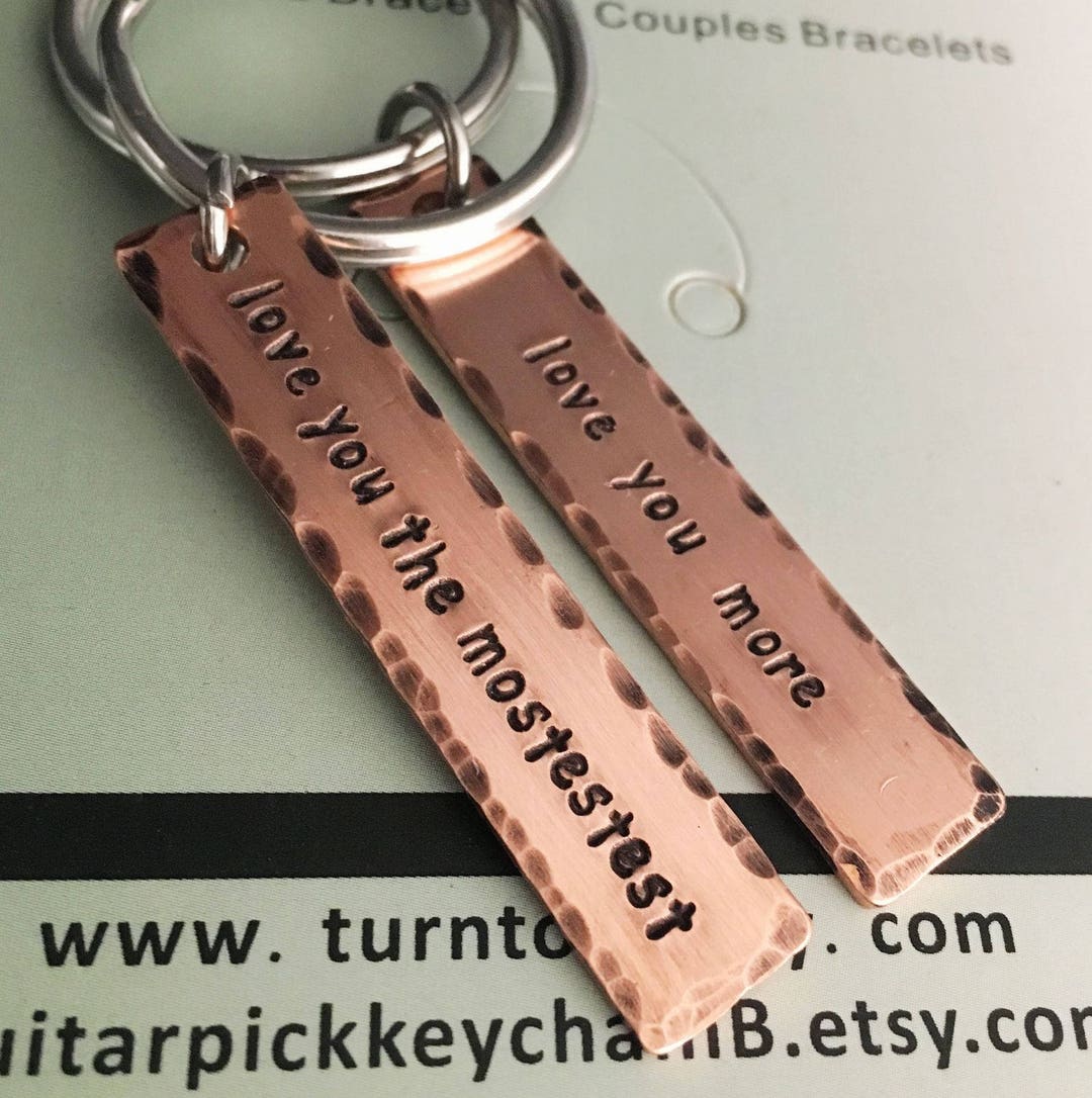 Couples Keychain Personalized Keychain for Couples Copper Etsy