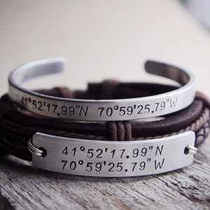 Couples Coordinates Bracelets, His hers Coordinates Bracelets, husband wife, Couples Bracelets, custom engraved Bracelet, Couples Gifts