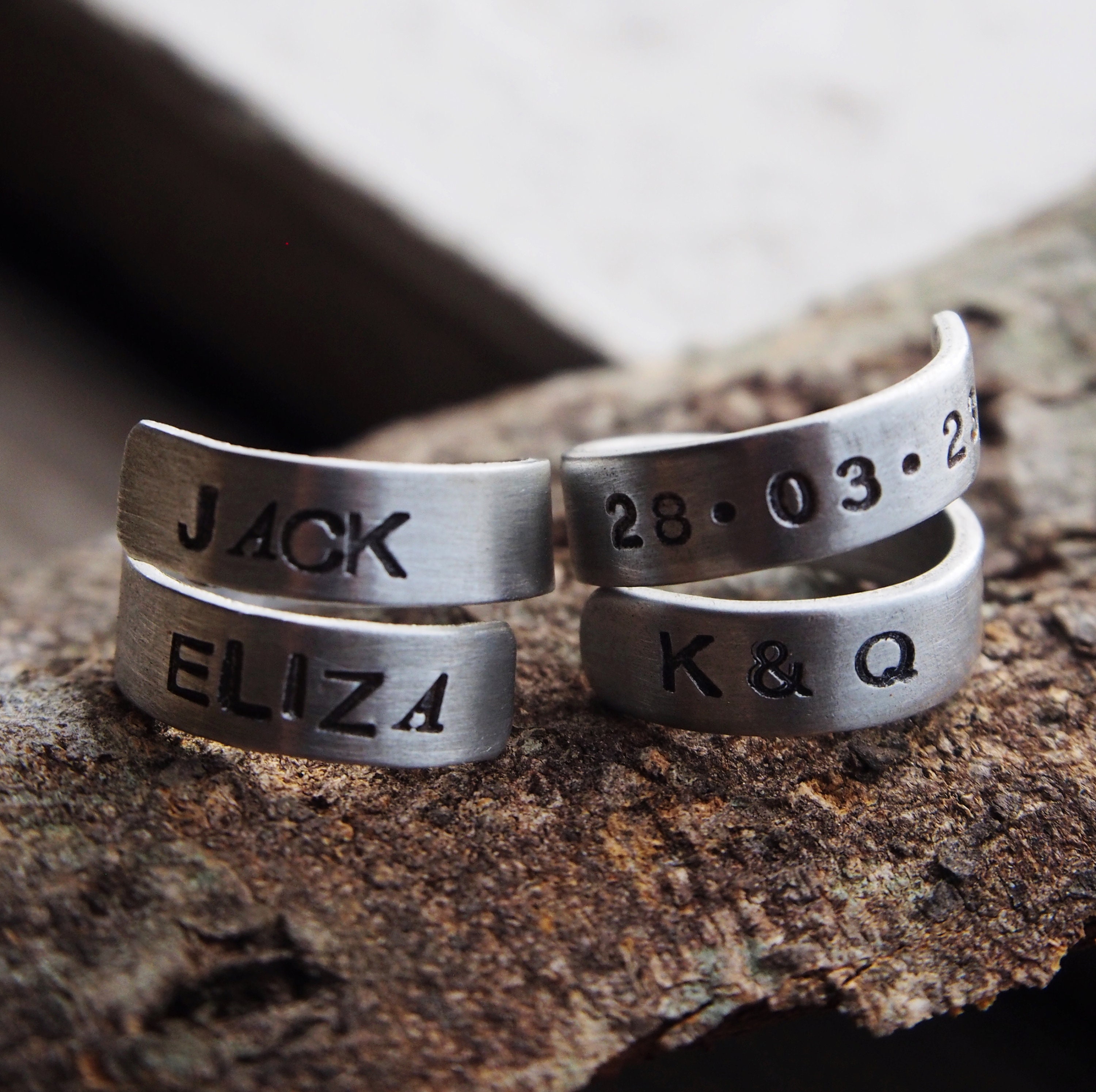 Friendship Rings With Names Stamped Wrap Ring, Custom Wrap Rings, Gift, Anniversary, Birthday ...