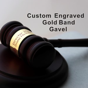 Personalized Lawyer Gavels and Sounding Board with Engraved Gold Silver Band, Engraved Wood Gavel Set, Debate Gifts, Judge&#39;s Graduation Gift