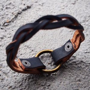 Replacement O ring Bracelet, Braided Real Leather O ring bracelet holder, wear a ring, bracelet holder, real leather, widow gift, mom gifts