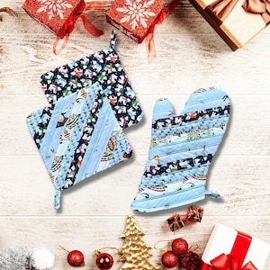 Handmade Quilted Oven Mitt Pot Holder Kitchen Gift Ideas for Mom