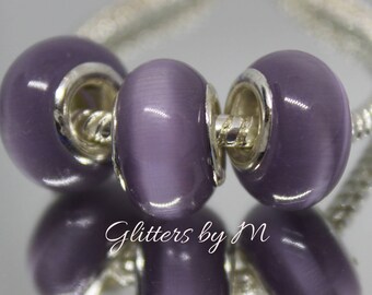 Fits all Designer and European Charm Bracelets* Beautiful Purple Lavender Facet Bead-Faceted Murano glass Bead 925 CORE
