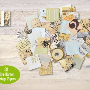 50 Mini Karten 5 X 5 cm Retro Motive Scrapbooking Journaling