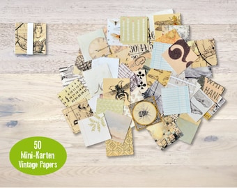 50 mini cartes 5 x 5 cm motifs rétro scrapbooking journaling