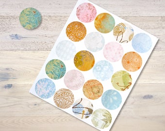 20 Paper Sticker round 4cm Planner Vintage Paper Scrapbooking JournalingTravel Journal Label