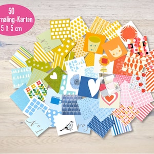 50 Mini Karten 5 X 5 cm Multicolor Scrapbooking Journaling