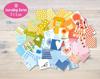 50 Mini Cartes 5 X 5 cm Multicolore Scrapbooking Journaling