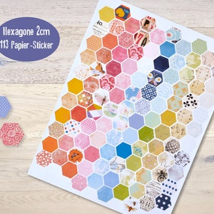113 Sticker Hexagon 2 cm gemustert Sechseck Aufkleber Planner Journaling ToDo
