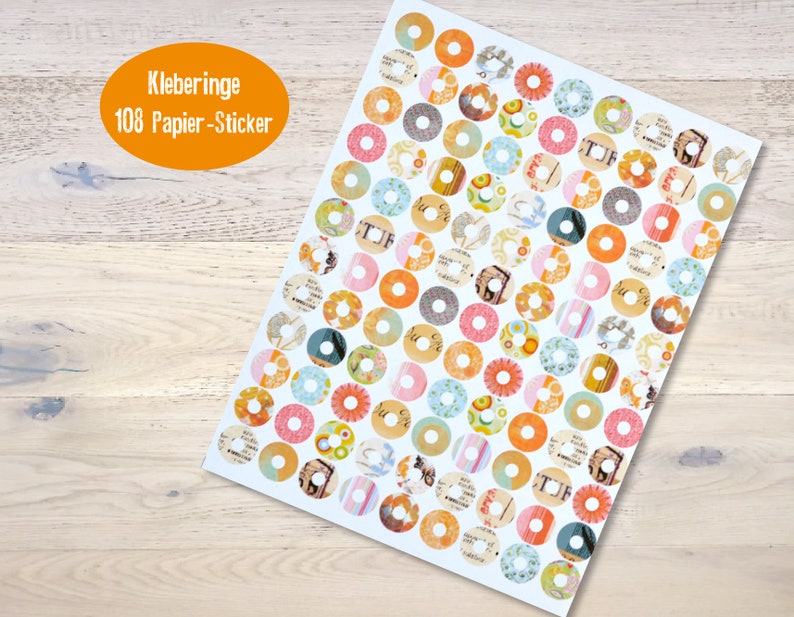 112 Reinforcement Rings Round Circle Sticker Donut Sticker Junkjournal Scrapbooking Trash Journal image 1