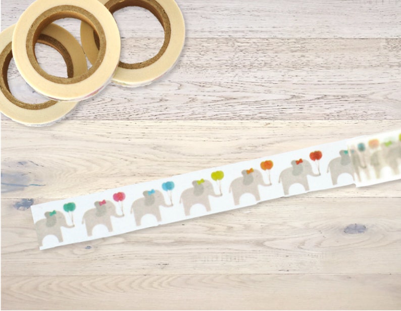 Masking Tape Washi Tape Deco Tape Elephants Scrapbooking Journaling image 1