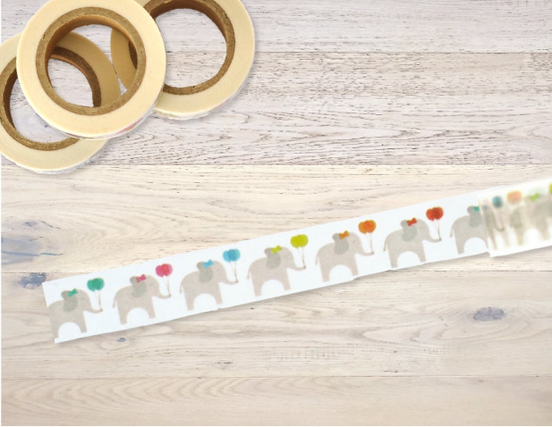 Masking Tape Washi Tape Deco Tape Scrapbooking Journaling Elefant Luftballon Bild 1