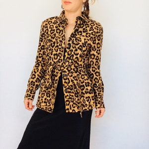 Animal print jacket animal print coat cheetah print leopard print animal print jacket animal print trench coat belted coat animal cotton image 1