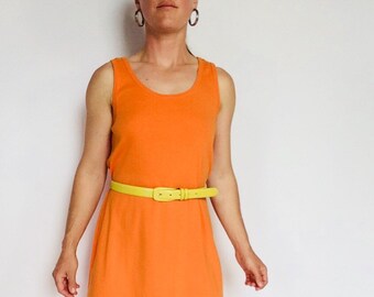 Donna Karan dress minimalist 90s dress tengerine dress medium orange dress size m cotton dress orange nightgown dress orange 90s Donna Karan