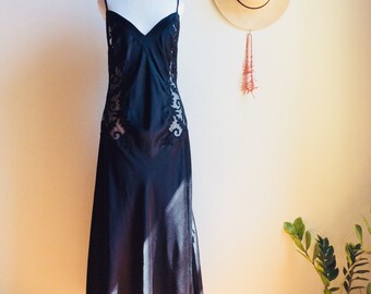 4612194 Black Hi-Low Slip Dress