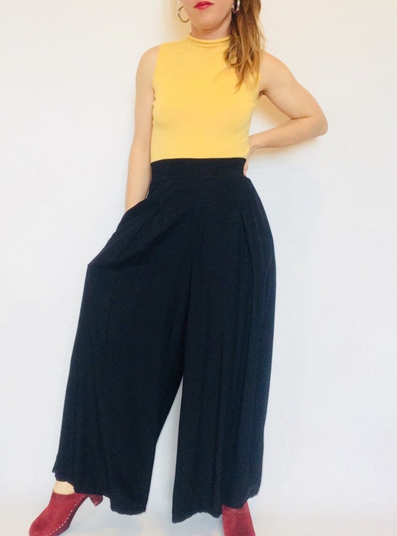 Vintage wide pants high waisted pants ankle length