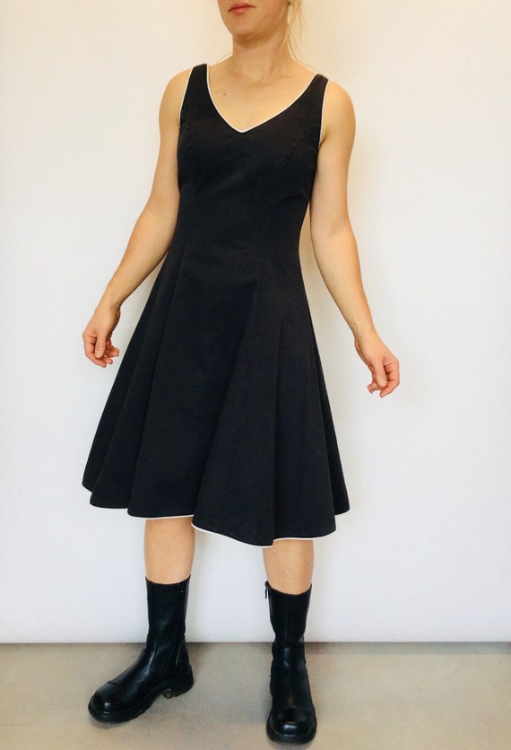 90s Black dress black cotton dress little black d… - image 4