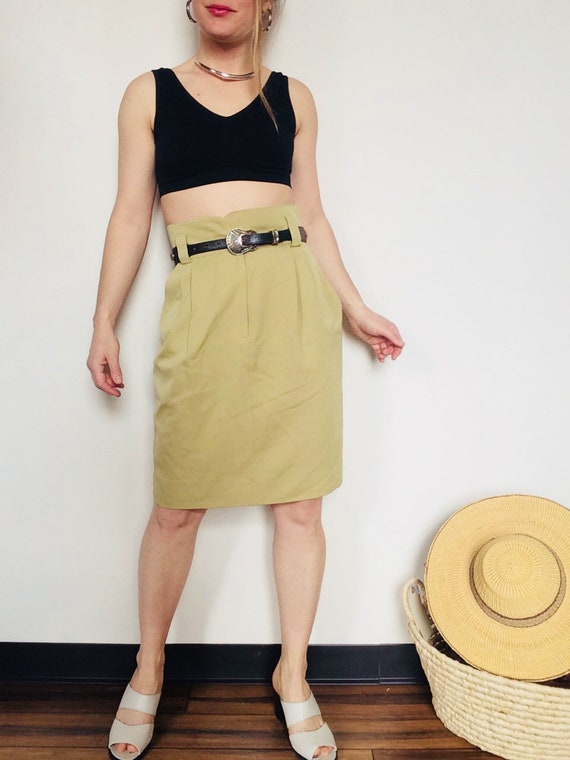 Vintage wool skirt wool pencil skirt extra high s… - image 4