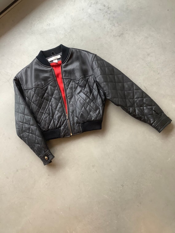 Vintage quilted leather jacket cropped leather jac