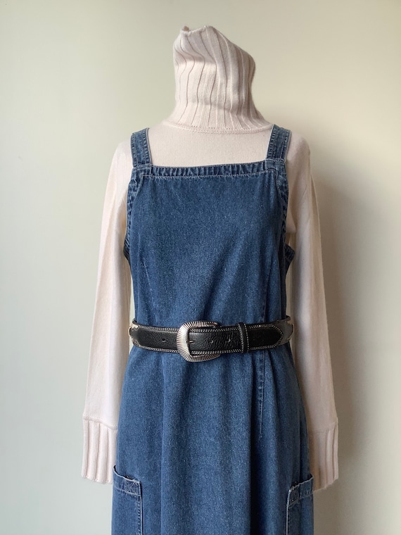 Vintage denim dress Long denim dress boxy dress vi