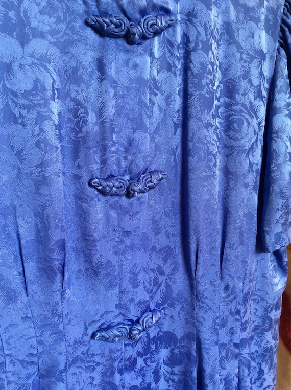 Vintage silk dresss puffy sleeve dress silk flora… - image 7