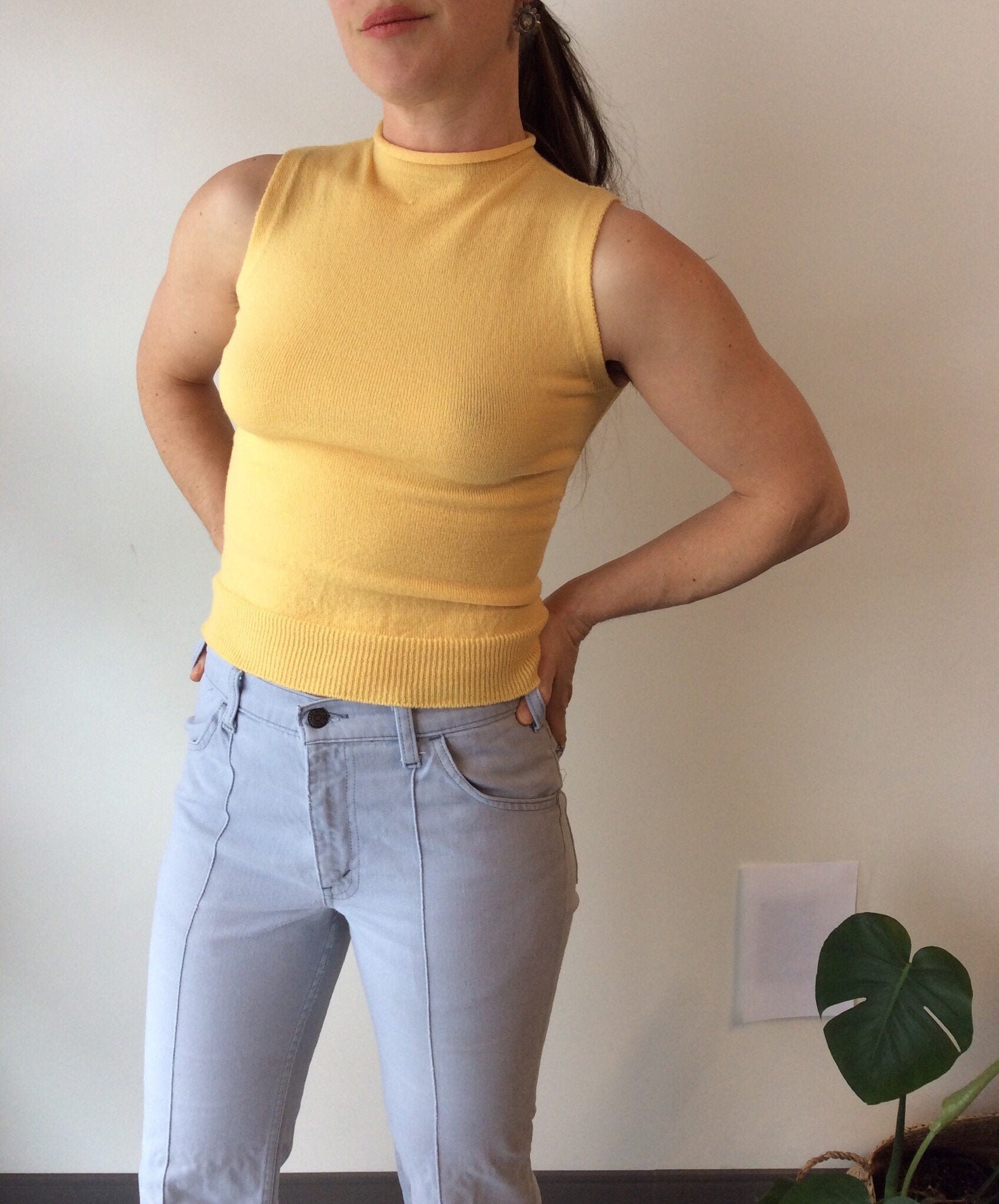 Issey Miyake Tank Top Issey Miyake Wool Shirt Yellow Issey Miyake