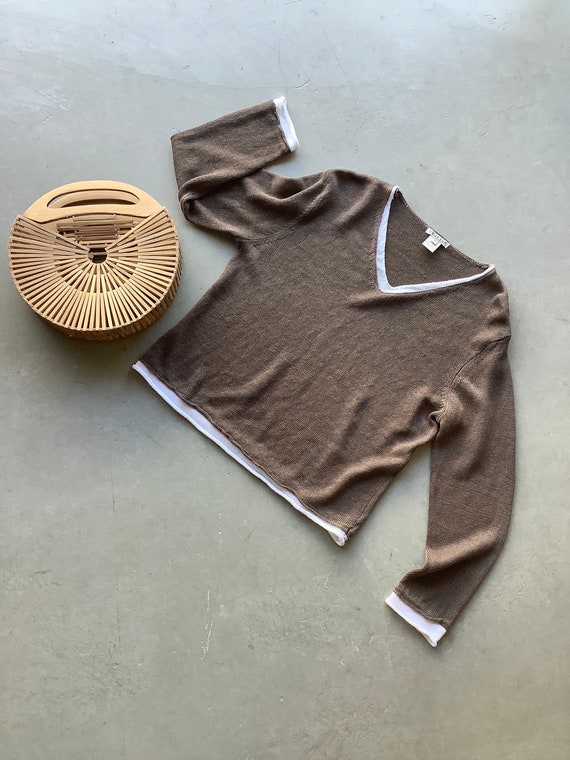 Vintage linen sweater linen top linen shirt boxy s