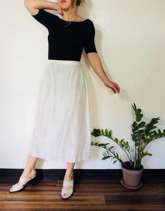 White silk skirt white silk midi skirt long silk s