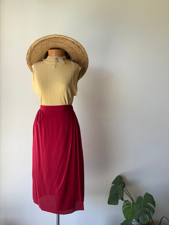 Red silk wrap skirt red silk skirt silk midi skirt