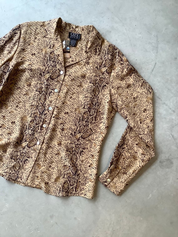 Vintage snakeskin print shirt animal print shirt … - image 3