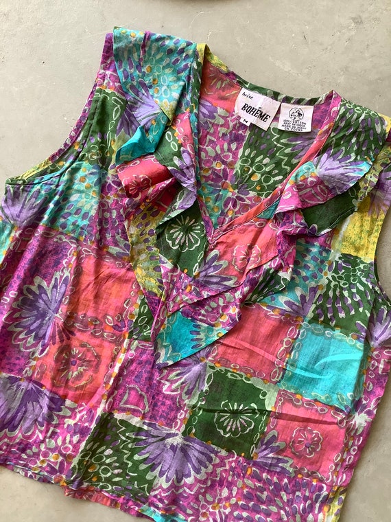 70s romantic shirt floral ruffle shirt 70s floral… - image 3