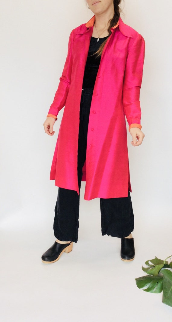 Pink Silk duster neon pink duster pink silk jacket