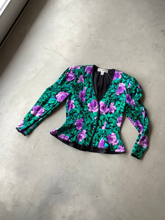 Silk jacket vintage peplum jacket 90 silk jacket r
