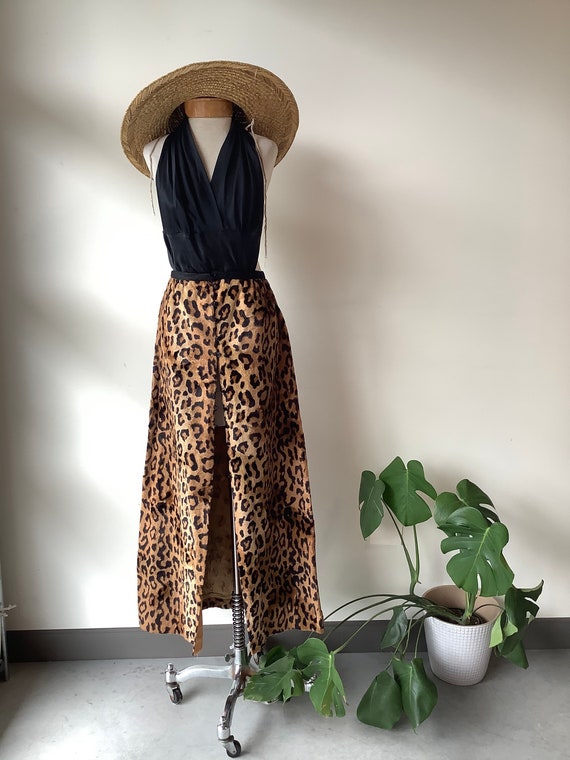 Cheetah maxi skirt vintage maxi skirt faux fur ski