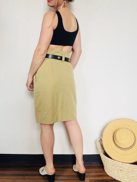 Vintage wool skirt wool pencil skirt extra high s… - image 6