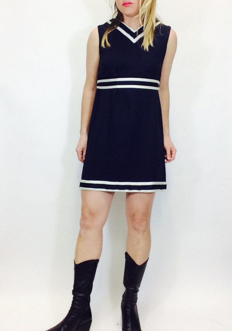 Vintage Navy Style Dress Vintage Nautical Dress Vintage Sailor Etsy