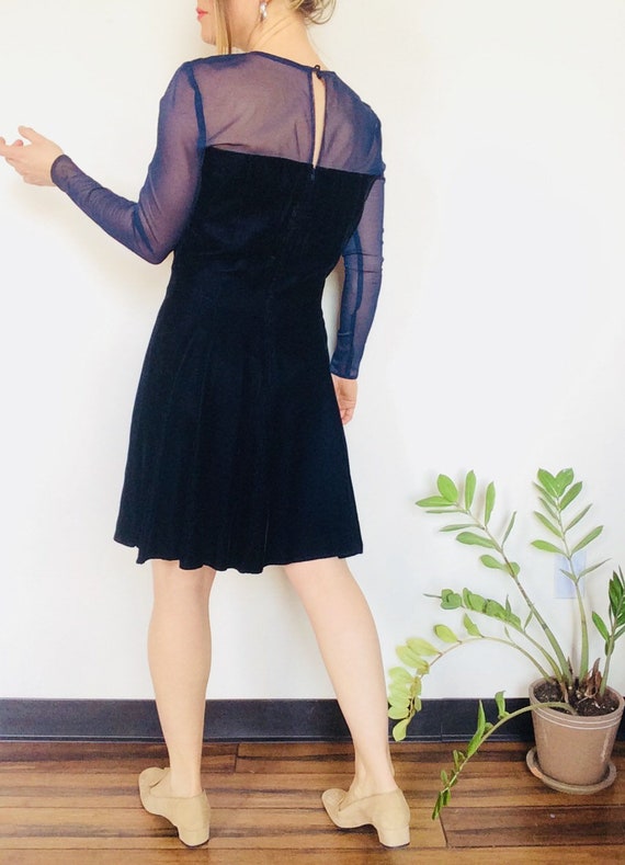 Short velvet dress navy velvet dress 90s velvet d… - image 4