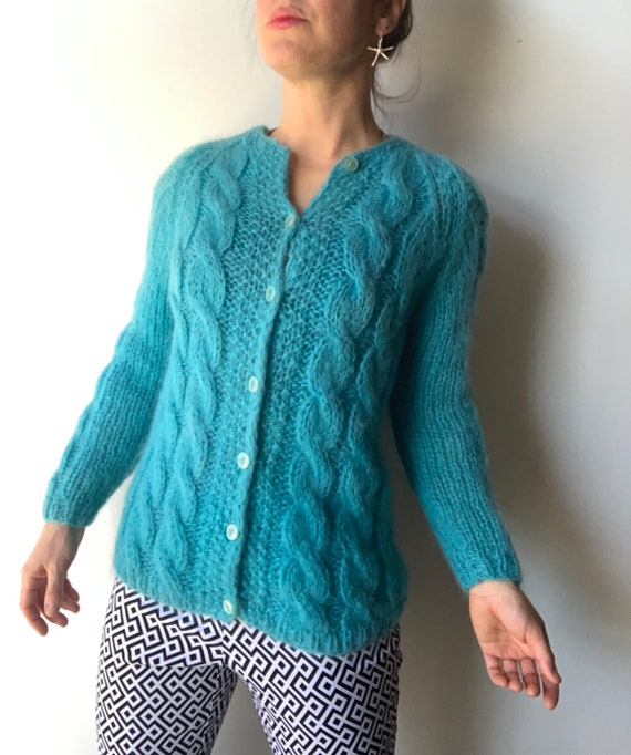 Mohair cardigan cable knit cardigan mohair sweater
