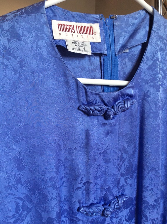 Vintage silk dresss puffy sleeve dress silk flora… - image 8