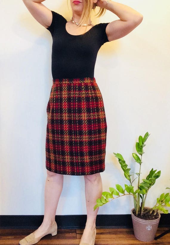 Short plaid skirt Plaid Wool skirt wool short ski… - image 4