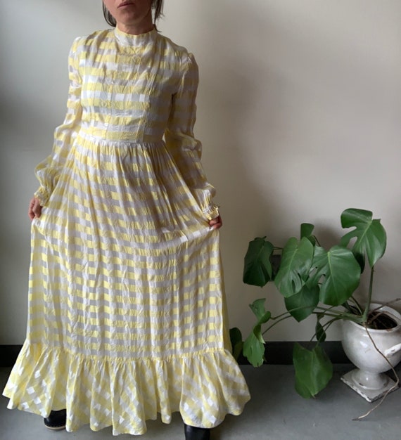 70 maxi dress yellow 70s prairie dress prairie sty