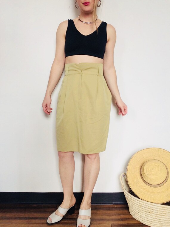 Vintage wool skirt wool pencil skirt extra high s… - image 3