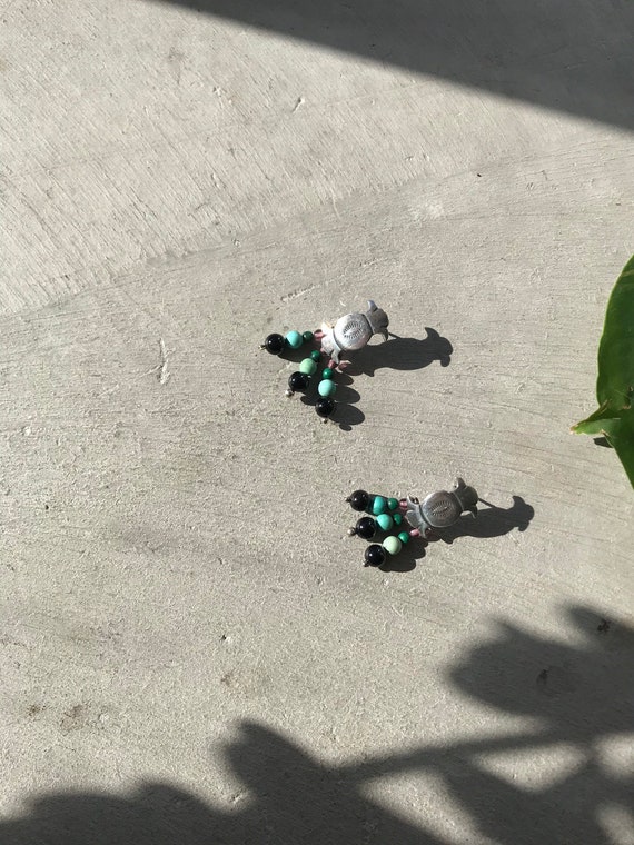 Silver and turquoise earrings sterling silver earr