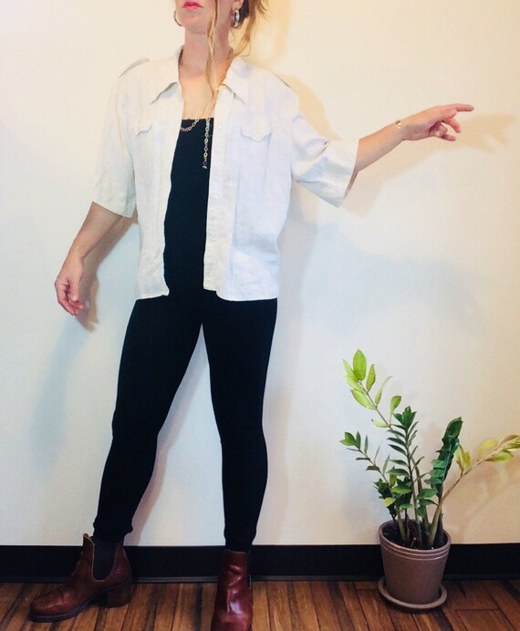 White linen shirt Vintage linen shirt white linen