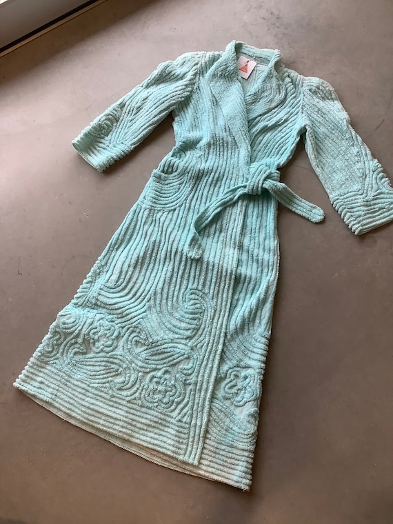 1940s chenille bathrobe sea green chenille bathrob
