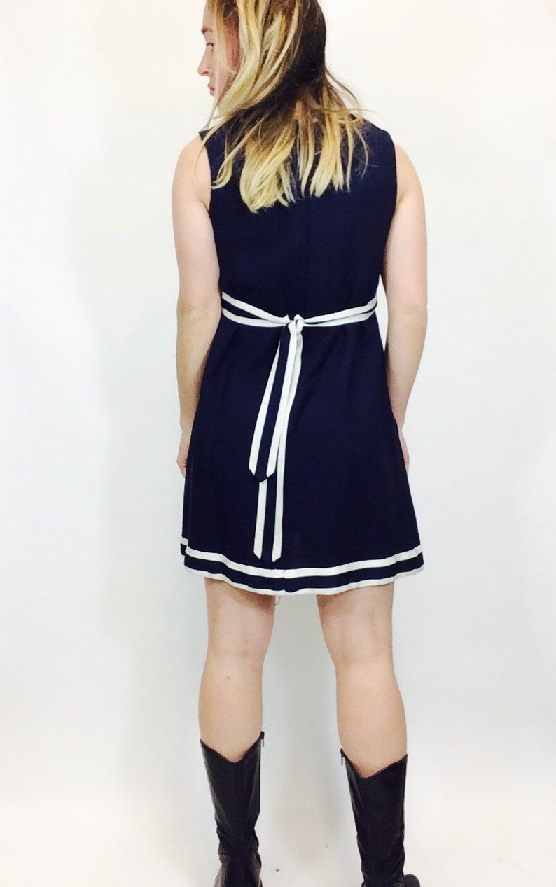 Vintage Navy Style Dress Vintage Nautical Dress Vintage Sailor Etsy